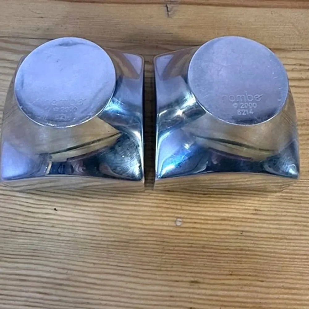 Nambé 6214 Neil Cohen Candlestick Holders Pair 2000 Modernist Alloy